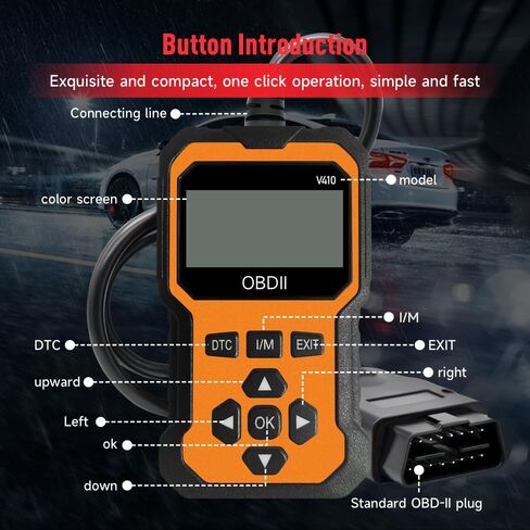 OBD2 Scanner V410 Car Diagnostic Tool – Auto Code Reader for All Vehicles, Engine Fault Code Reader Scan Tool with Live Data/Freeze Frame & Fix Suggestions Orange and Black in Saudi Arabia