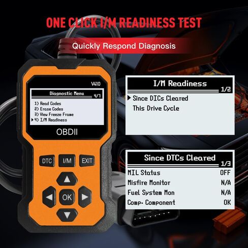 OBD2 Scanner V410 Car Diagnostic Tool – Auto Code Reader for All Vehicles, Engine Fault Code Reader Scan Tool with Live Data/Freeze Frame & Fix Suggestions Orange and Black in Saudi Arabia