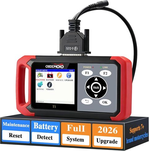 T1 Motorcycle Scanner, OBD2 Euro 5 Motorcycle Scan Tool, 3.5'' LCD Diagnostic Tool with ABS ECU Scan, Battery Test and Service Reset for Honda Yamaha Kawasaki Suzuki KTM CFMOTO Vespa in Saudi Arabia