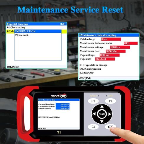 T1 Motorcycle Scanner, OBD2 Euro 5 Motorcycle Scan Tool, 3.5'' LCD Diagnostic Tool with ABS ECU Scan, Battery Test and Service Reset for Honda Yamaha Kawasaki Suzuki KTM CFMOTO Vespa in Saudi Arabia