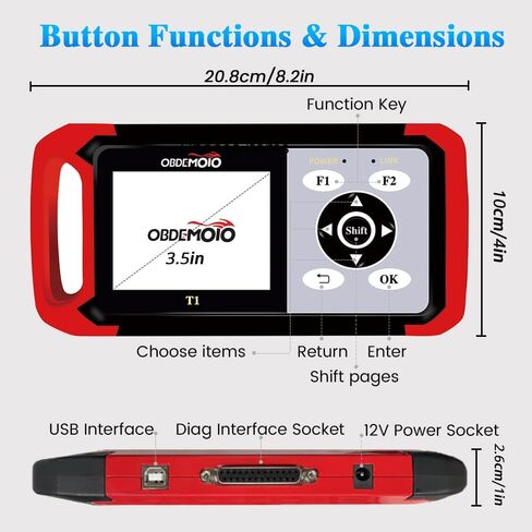 T1 Motorcycle Scanner, OBD2 Euro 5 Motorcycle Scan Tool, 3.5'' LCD Diagnostic Tool with ABS ECU Scan, Battery Test and Service Reset for Honda Yamaha Kawasaki Suzuki KTM CFMOTO Vespa in Saudi Arabia