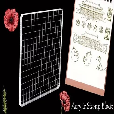 الاكريليك سيليكون واضح Stamps كتلة مع خطوط الشبكة لسكرابوكينغ DIY ألبوم بطاقات الديكور النقش مقبض بداية شكل ختم in Kuwait