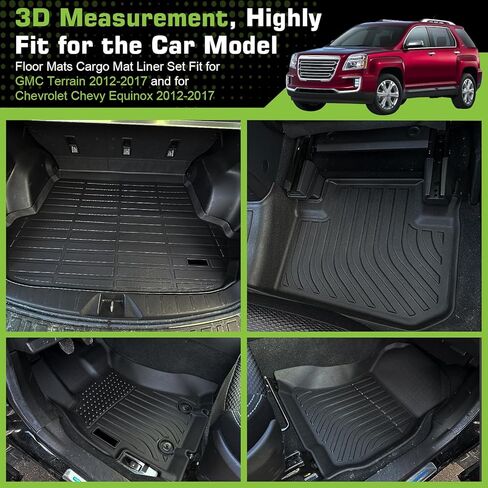 سجادات أرضية لسيارة GMC Terrain 2012-2017 وChevrolet Chevy Equinox 2012-2017، TPE مقاومة للماء وغير قابلة للانزلاق وحماية من جميع الأحوال الجوية مخصصة (سجادات الأرضية وبطانة الحمولة) in Kuwait