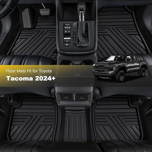 All Weather Floor Mats Custom Fit for Toyota Tacoma 2024-2026 (Not fit Hybrid) Waterproof Heavy Duty Anti-Slip Car Mats, 1st & 2nd Row Full Black in Saudi Arabia