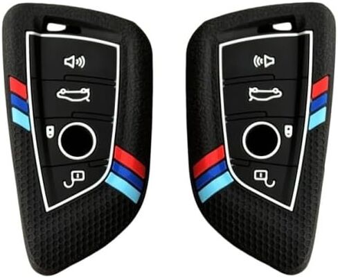 2 قطعة واقي مفتاح ذكي من مطاط السيليكون مع سلسلة مفاتيح لسيارات BMW X1 X3 X4 X5 X6 Series 1 2 3 5 7 (B-Z) in Kuwait