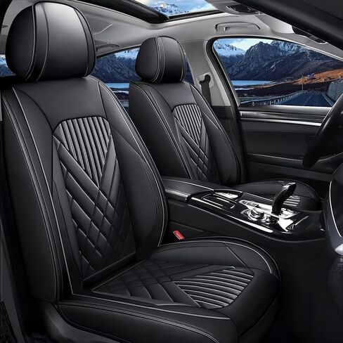 TTX LIGHTING Full Set Car Seat Covers Fit for Hyundai Santa Fe 2007-2026 Automotive 5 Seat Cover Protector Waterproof Faux Leather Seat Covers Cushion with Airbag Compatible(5 Seat,Black) in Kuwait