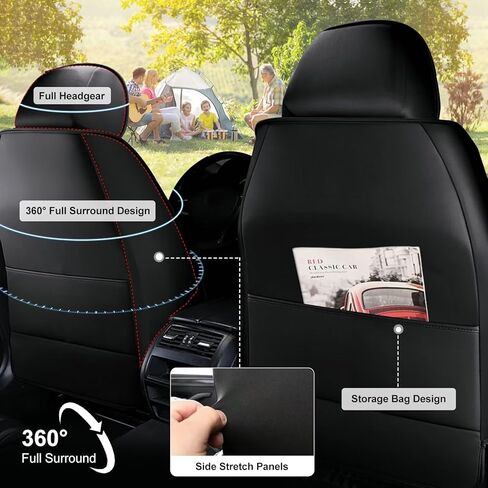 TTX LIGHTING Full Set Car Seat Covers Fit for Hyundai Santa Fe 2007-2026 Automotive 5 Seat Cover Protector Waterproof Faux Leather Seat Covers Cushion with Airbag Compatible(5 Seat,Black) in Kuwait