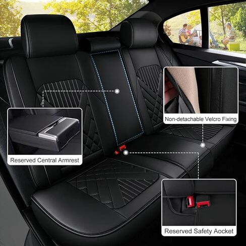 TTX LIGHTING Full Set Car Seat Covers Fit for Hyundai Santa Fe 2007-2026 Automotive 5 Seat Cover Protector Waterproof Faux Leather Seat Covers Cushion with Airbag Compatible(5 Seat,Black) in Kuwait