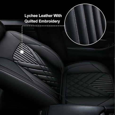 TTX LIGHTING Full Set Car Seat Covers Fit for Hyundai Santa Fe 2007-2026 Automotive 5 Seat Cover Protector Waterproof Faux Leather Seat Covers Cushion with Airbag Compatible(5 Seat,Black) in Kuwait