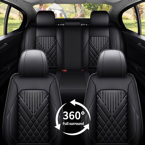 TTX LIGHTING Full Set Car Seat Covers Fit for Hyundai Santa Fe 2007-2026 Automotive 5 Seat Cover Protector Waterproof Faux Leather Seat Covers Cushion with Airbag Compatible(5 Seat,Black) in Kuwait
