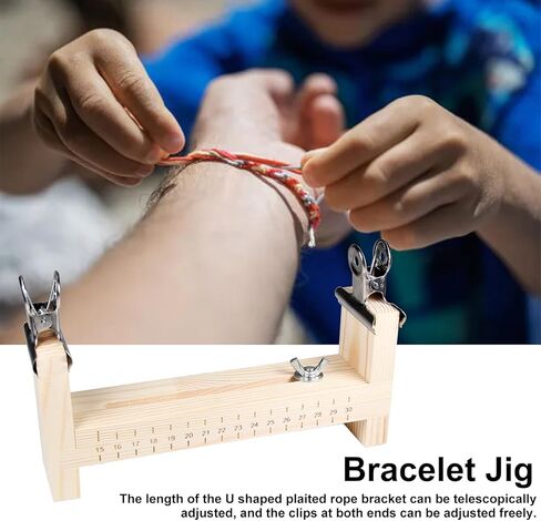 Utoolmart الخشب سوار الرقصة، قابل للتعديل طول Paracord الرقصة صانع سوار DIY اليد الحياكة صانع معصمه للأساور القلائد سيارة الشنق مع 2 المشابك in Kuwait