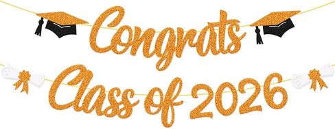 Congrats Class of 2024 Banner Diploma Cap Themed Graduation Party Supplies for College High School Senior 2024 Celebratory Blue Glitter Decorations in Saudi Arabia