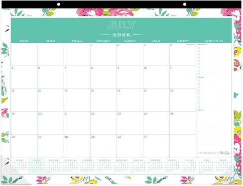 2026-2027 Blue Sky Floral 17" x 22" Academic Monthly Wall Calendar, Peyton White (107938-A27) in Kuwait