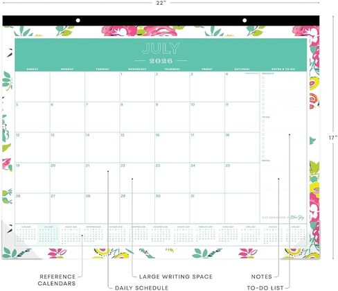 2026-2027 Blue Sky Floral 17" x 22" Academic Monthly Wall Calendar, Peyton White (107938-A27) in Kuwait