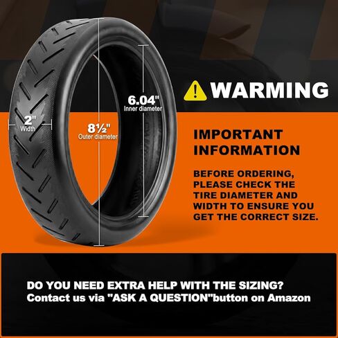 EMERK 8.5×2 Electric Scooter Tire & Tube Set (1 Pack), Fits 50/75-6.1, Compatible with Gotrax GXL V2, Xiaomi M365 & Pro, Pneumatic Replacement Wheel, Straight Valve, 2 Tire Levers Included in Saudi Arabia