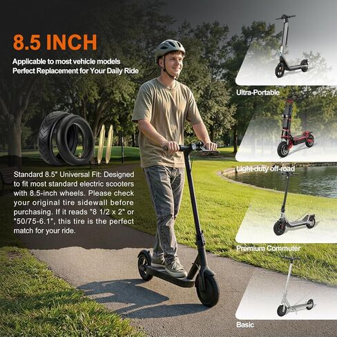 EMERK 8.5×2 Electric Scooter Tire & Tube Set (1 Pack), Fits 50/75-6.1, Compatible with Gotrax GXL V2, Xiaomi M365 & Pro, Pneumatic Replacement Wheel, Straight Valve, 2 Tire Levers Included in Saudi Arabia