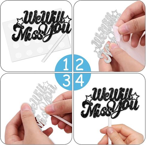 18pcs بريق أسود صورة ظلية وداعا وداعا كب كيك توبر يهتف للتقاعد التخرج يختار موضوع الذكرى السنوية حزب الديكور للرجال النساء عيد ميلاد سعيد ديكور لوازم in Kuwait