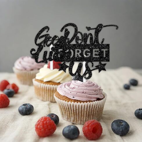 18pcs بريق أسود صورة ظلية وداعا وداعا كب كيك توبر يهتف للتقاعد التخرج يختار موضوع الذكرى السنوية حزب الديكور للرجال النساء عيد ميلاد سعيد ديكور لوازم in Kuwait