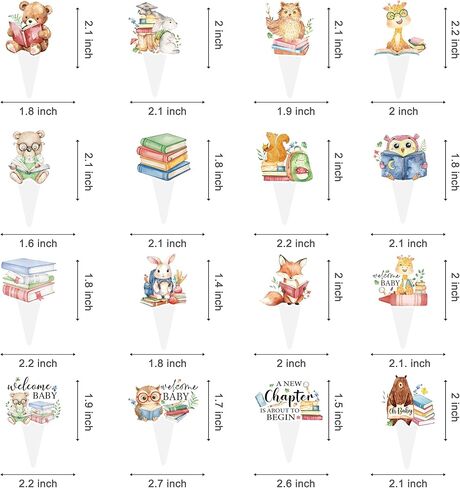 48pcs A New Chapter Begins Baby Shower Cupcake Toppers, Storybook Baby Shower Decorations Cute Woodland Animals A New Chapter Cupcake Toppers for Book Theme Party Supplies in Kuwait