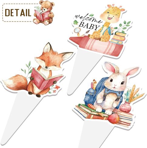 48pcs A New Chapter Begins Baby Shower Cupcake Toppers, Storybook Baby Shower Decorations Cute Woodland Animals A New Chapter Cupcake Toppers for Book Theme Party Supplies in Kuwait