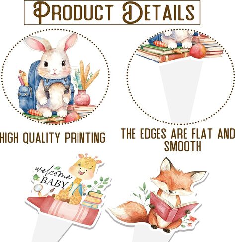 48pcs A New Chapter Begins Baby Shower Cupcake Toppers, Storybook Baby Shower Decorations Cute Woodland Animals A New Chapter Cupcake Toppers for Book Theme Party Supplies in Kuwait