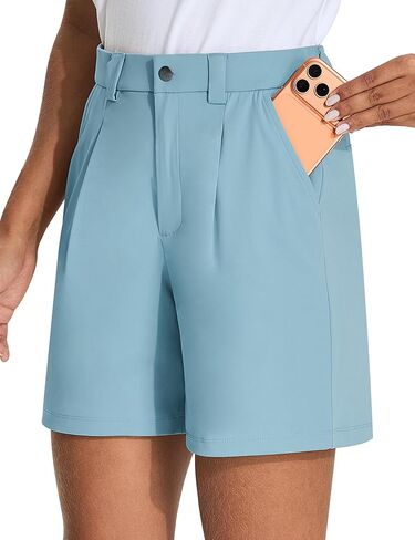 KPSUN Womens 5" Golf Dressy Shorts Stretchy Lightweight Bermuda Short with Pockets Button Closure for Casual Summer Work in Saudi Arabia