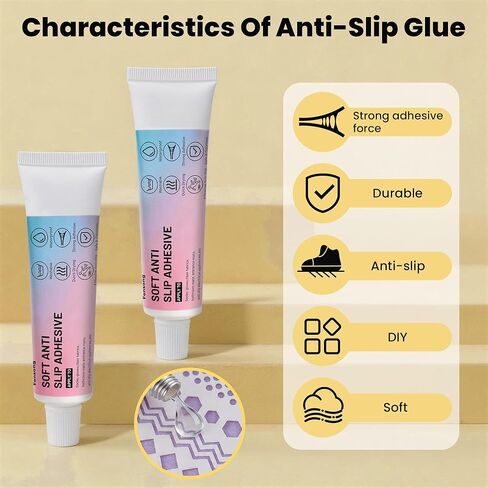 Sock Stop Anti-Slip Glue for Clothes & Socks, Clear Silicone Fabric Gripper Adhesive, Washable Non-Slip Coating for Rug, Carpet and Slipper Soles Repair (50ml x 2) in Saudi Arabia
