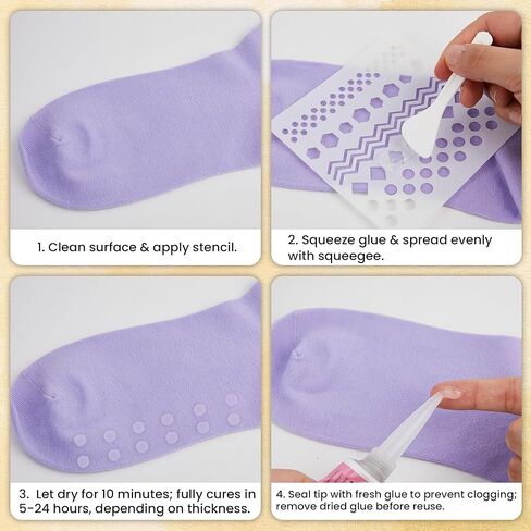 Sock Stop Anti-Slip Glue for Clothes & Socks, Clear Silicone Fabric Gripper Adhesive, Washable Non-Slip Coating for Rug, Carpet and Slipper Soles Repair (50ml x 2) in Saudi Arabia