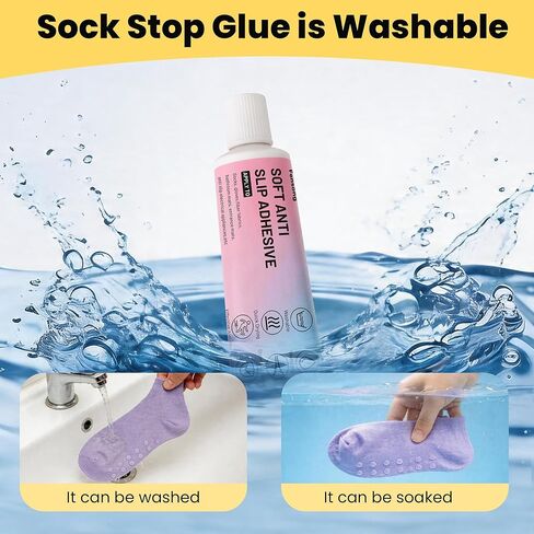 Sock Stop Anti-Slip Glue for Clothes & Socks, Clear Silicone Fabric Gripper Adhesive, Washable Non-Slip Coating for Rug, Carpet and Slipper Soles Repair (50ml x 2) in Saudi Arabia