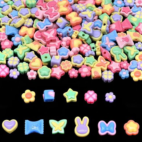 Candy Acrylic Beads for Bracelet Making kit, 200g+ 11-Style, Assorted Kandi Pony Kawaii Charms Beads DIY Craft Supplies for Jewelry Keychain Necklaces(Mixed III Candy Color, 145+Pcs, 0.45lb.) in Saudi Arabia
