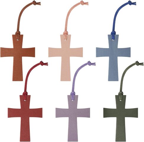 Leather Cross Bookmark, Kaluofan 6PCS Bible Bookmark, Religious Bookmarks Bible Accessories Christian Gifts for Women, Leather Cross BookMarkers for Church Christian Book Lovers Readers（6 Color in Kuwait
