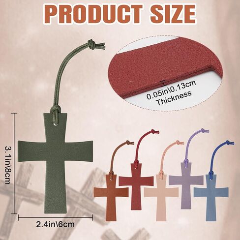 Leather Cross Bookmark, Kaluofan 6PCS Bible Bookmark, Religious Bookmarks Bible Accessories Christian Gifts for Women, Leather Cross BookMarkers for Church Christian Book Lovers Readers（6 Color in Kuwait