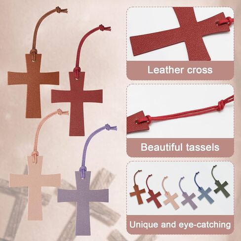 Leather Cross Bookmark, Kaluofan 6PCS Bible Bookmark, Religious Bookmarks Bible Accessories Christian Gifts for Women, Leather Cross BookMarkers for Church Christian Book Lovers Readers（6 Color in Kuwait