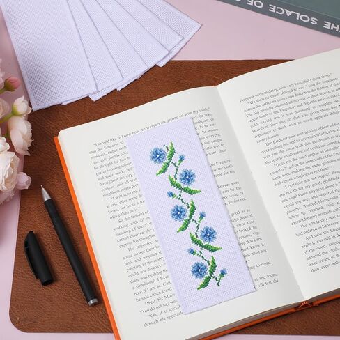 16 Pcs Blank Cross Stitch Bookmark, Blank Embroidery Book Marks Ornaments Rectangle Embroidery DIY Bookmark Fabric Edged Cross Stitch for Needlework, DIY Art Crafts Sewing Projects, 2.7x7.4 inch in Kuwait