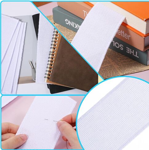 16 Pcs Blank Cross Stitch Bookmark, Blank Embroidery Book Marks Ornaments Rectangle Embroidery DIY Bookmark Fabric Edged Cross Stitch for Needlework, DIY Art Crafts Sewing Projects, 2.7x7.4 inch in Kuwait