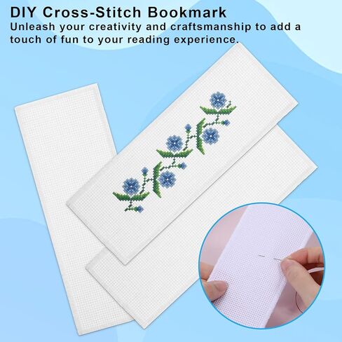 16 Pcs Blank Cross Stitch Bookmark, Blank Embroidery Book Marks Ornaments Rectangle Embroidery DIY Bookmark Fabric Edged Cross Stitch for Needlework, DIY Art Crafts Sewing Projects, 2.7x7.4 inch in Kuwait