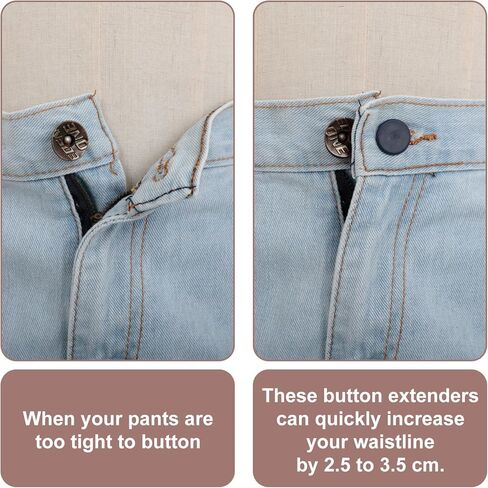12PCS Button Extenders for Jeans - Pants Button Extender for Women & Men - Expand Waistband by 1-1.4 Inches - 3 Colors (Black, Blue, Khaki) in Saudi Arabia