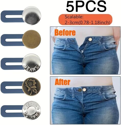 5PCS Button Extenders for Jeans, Waist Extenders for Pants for Women and Men, No Sew Waist Extensions in Kuwait