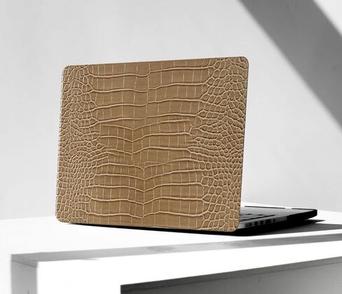 Crocodile Case for MacBook Neo 13 inch 2026 A18 Pro Chip A3404, Logo Cutout - Luxury Texture Aligator Skin Snakeskin PU Leather Hardshell Neo Laptop Case & Keyboard Cover, Elegant White in Kuwait