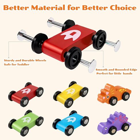 Toys for 1 2 Year Old Boy, Dinosaur Themed Wooden Car Ramp, Gifts for 1 2 Year Old in Saudi Arabia