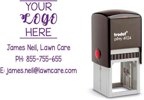 Office Address Stamp with Business Logo - Return Address or Your Company Information! Choose Your Ink Color - Size 1 5/8 x 1 5/8. (Purple) in Saudi Arabia