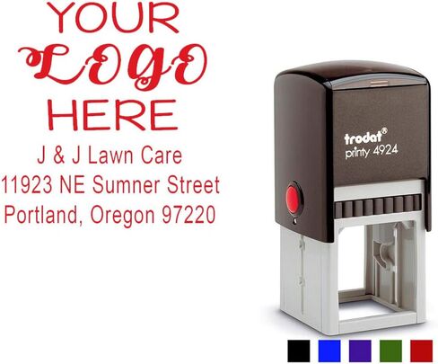 Office Address Stamp with Business Logo - Return Address or Your Company Information! Choose Your Ink Color - Size 1 5/8 x 1 5/8. (Purple) in Saudi Arabia