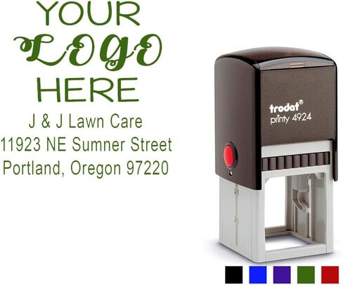 Office Address Stamp with Business Logo - Return Address or Your Company Information! Choose Your Ink Color - Size 1 5/8 x 1 5/8. (Purple) in Saudi Arabia