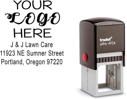 Office Address Stamp with Business Logo - Return Address or Your Company Information! Choose Your Ink Color - Size 1 5/8 x 1 5/8. (Purple) in Saudi Arabia