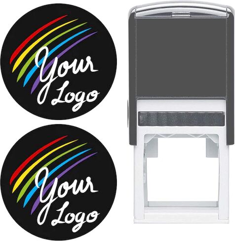 Business Logo Stamp with Address, Details or Message. Choose Your Ink Color - Size 1 5/8 x 1 5/8. (Blue) in Saudi Arabia