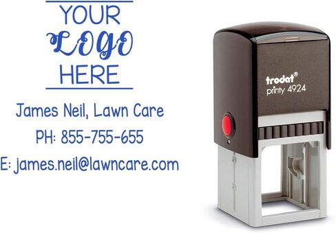 Business Logo Stamp with Address, Details or Message. Choose Your Ink Color - Size 1 5/8 x 1 5/8. (Blue) in Saudi Arabia