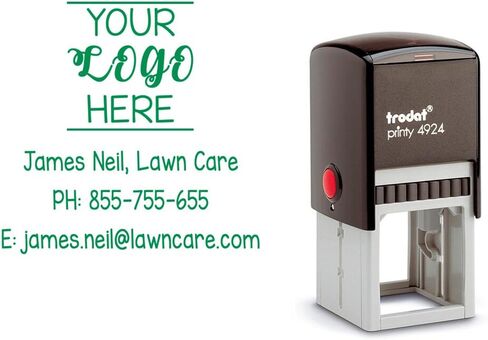 Business Logo Stamp with Address, Details or Message. Choose Your Ink Color - Size 1 5/8 x 1 5/8. (Blue) in Saudi Arabia