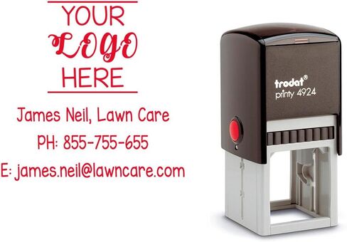 Business Logo Stamp with Address, Details or Message. Choose Your Ink Color - Size 1 5/8 x 1 5/8. (Blue) in Saudi Arabia