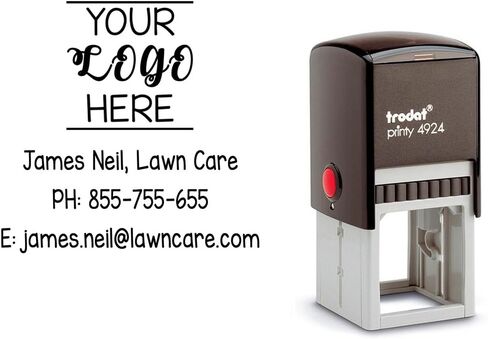 Business Logo Stamp with Address, Details or Message. Choose Your Ink Color - Size 1 5/8 x 1 5/8. (Blue) in Saudi Arabia