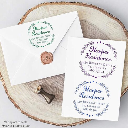 10+ Designs to Choose!!! Round Address Stamp Customized Self Inking Return Address Mail Stamper Professional Business Circle Large Personalized Stamp Prime in Saudi Arabia